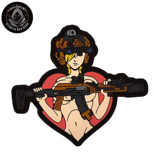 Tactical Girl Morale Patch PVC - Stealth Ops Gear. This bold PVC morale patch delivers attitude and authenticity to your tactical gear, backpack, or everyday carry. At 9x8cm, it's sized perfectly for visibility without overwhelming your setup. www.moralepatches.com.au