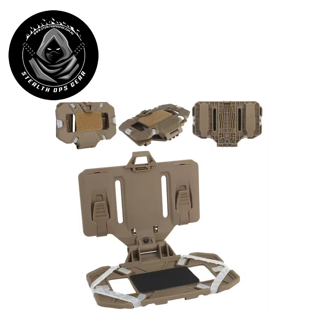 Crafted to hold devices measuring up to 8 x 16 x 2 cm, this board guarantees a secure fit for your gear. It easily mounts onto 4×3 MOLLE systems and is compatible with all MOLLE tactical equipment, making it an essential part of your setup. Featuring a folding fixed buckle, it folds compactly for convenient storage and transport whenever you need. www.moralepatches.com.au