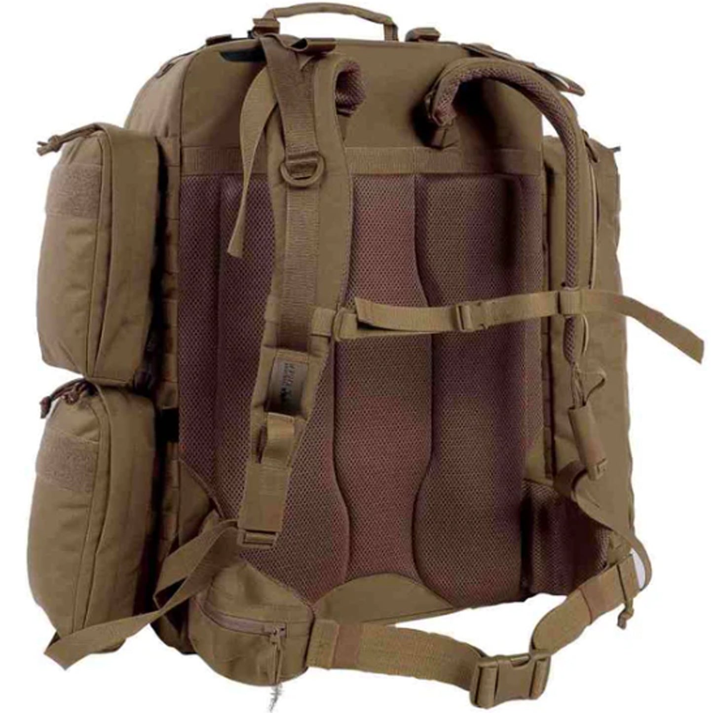 Generously fitted-out first aid backpack. The side pockets are detachable, while the padded interior compartment has adjustable compartments. The backpack also has a removable panel with detachable, labelled clear pockets, MOLLE system and elastic loops. www.moralepatches.com.au