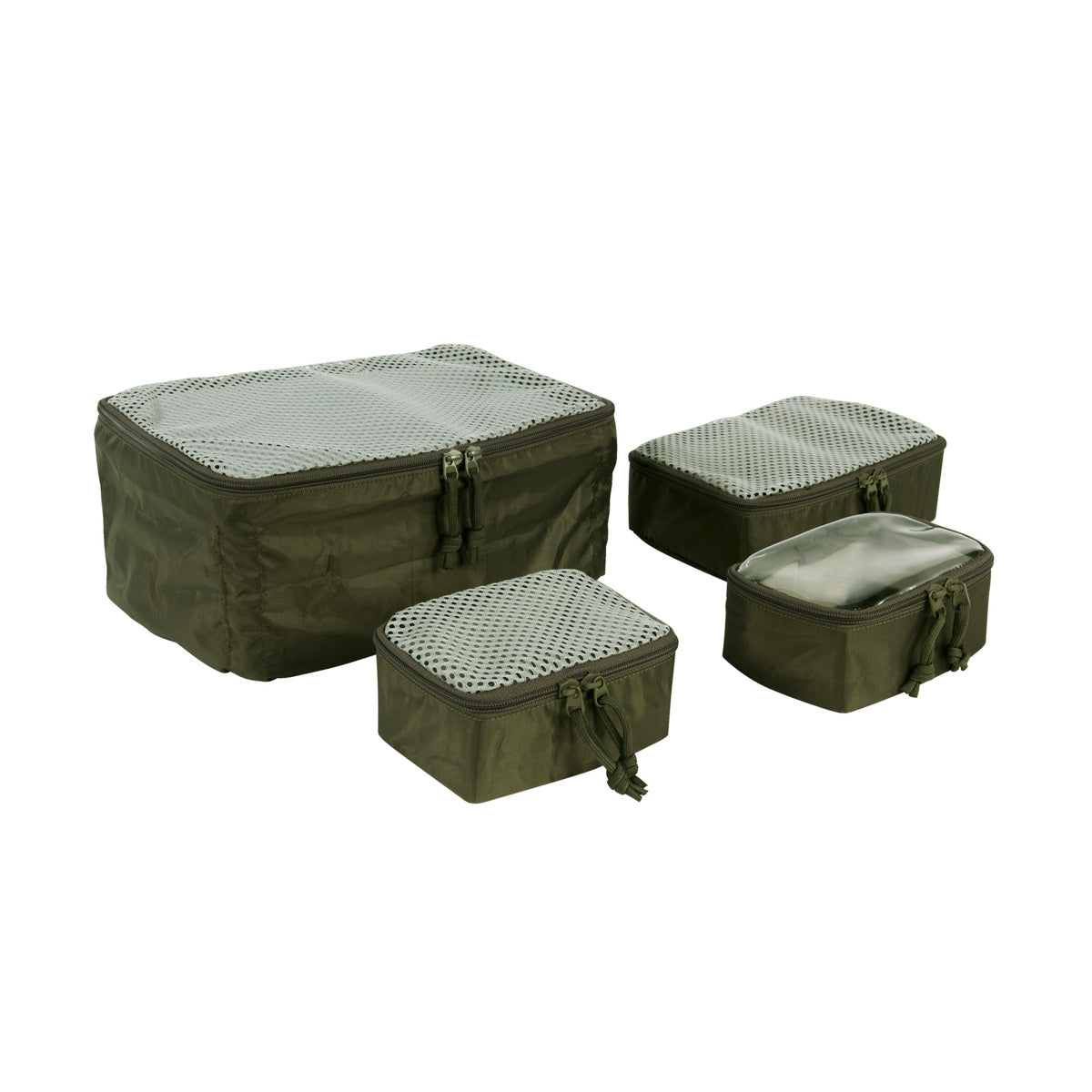 Flexible mesh pouches in three sizes, one for compression.Â&nbsp;With hook-and-loop fastening back (hooks) for modular use. The back is also covered for universal use. The set consists of four pouches. www.moralepatches.com.au