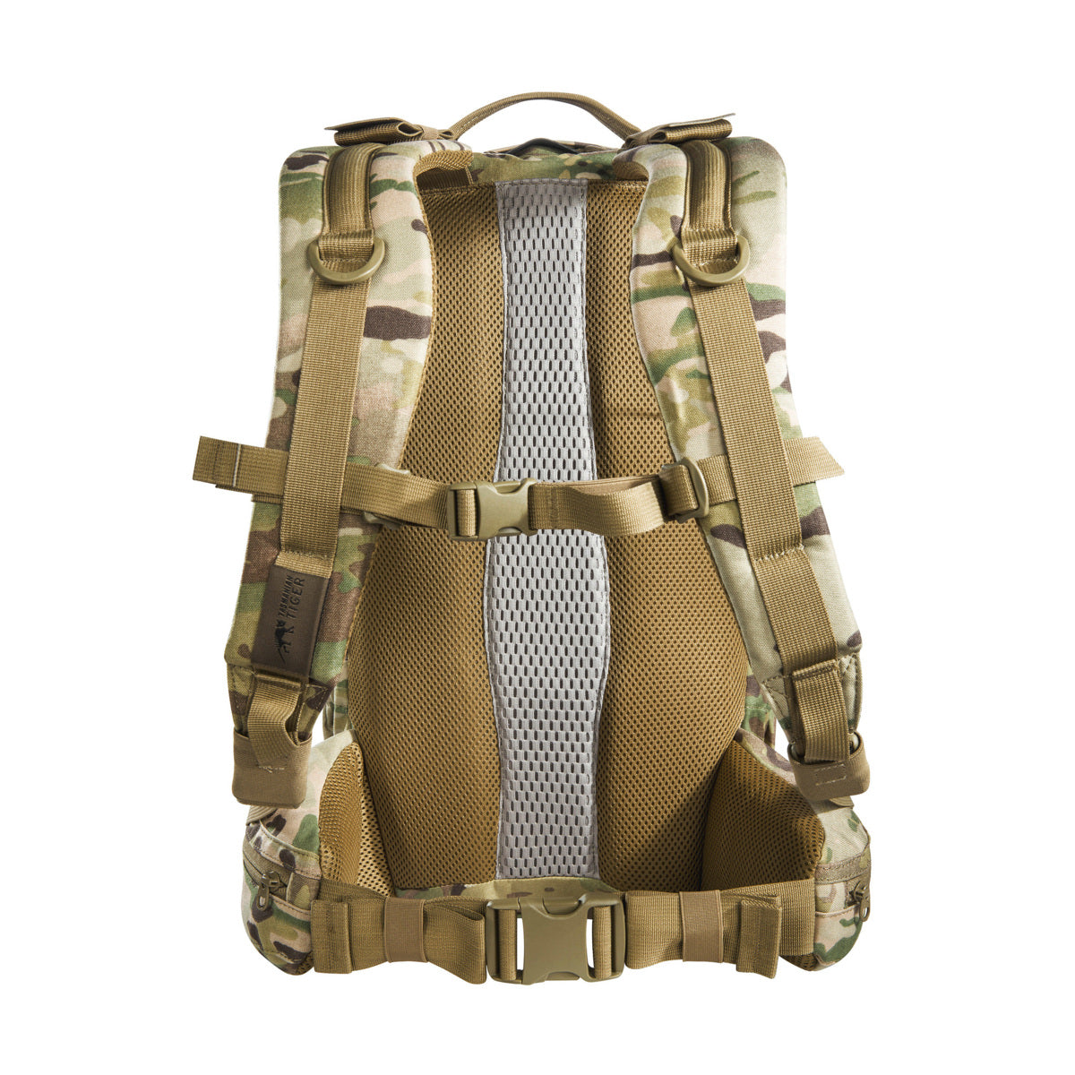 Small 22 litre universal combat backpack with two attachable pockets and elastic side pockets. It has a MOLLE hook-and-loop in the main compartment for customised modular add-ons and the laser-cut MOLLE on the front and sides mean you can combine it with other gear. www.moralepatches.com.au