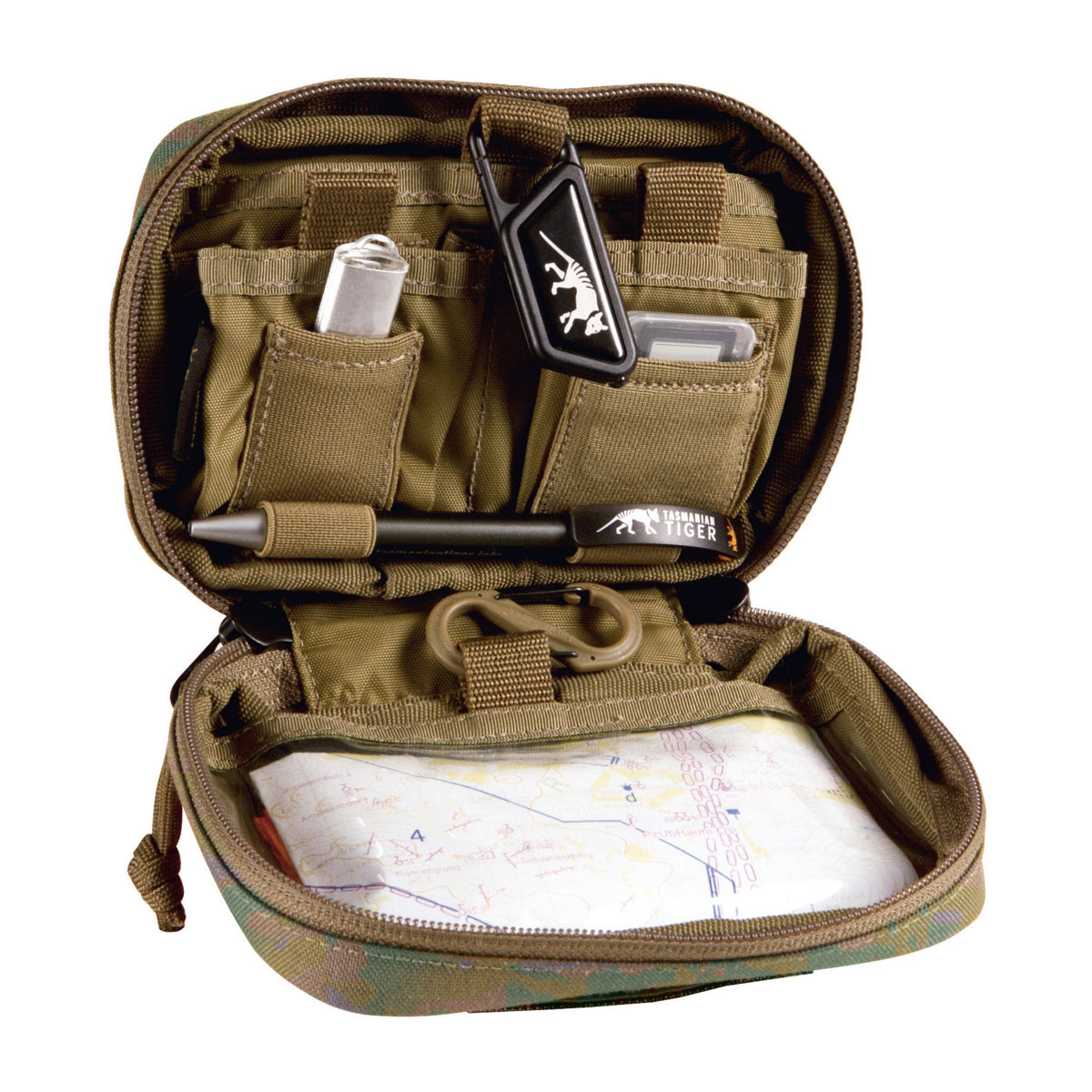 Discover the ultimate organization solution with the Tasmanian Tiger Small Office Admin Pouch Multicam. Featuring a variety of compartments and the innovative MOLLE snap button system, this tactical office bag is perfect for any professional on the go. www.moralepatches.com.au