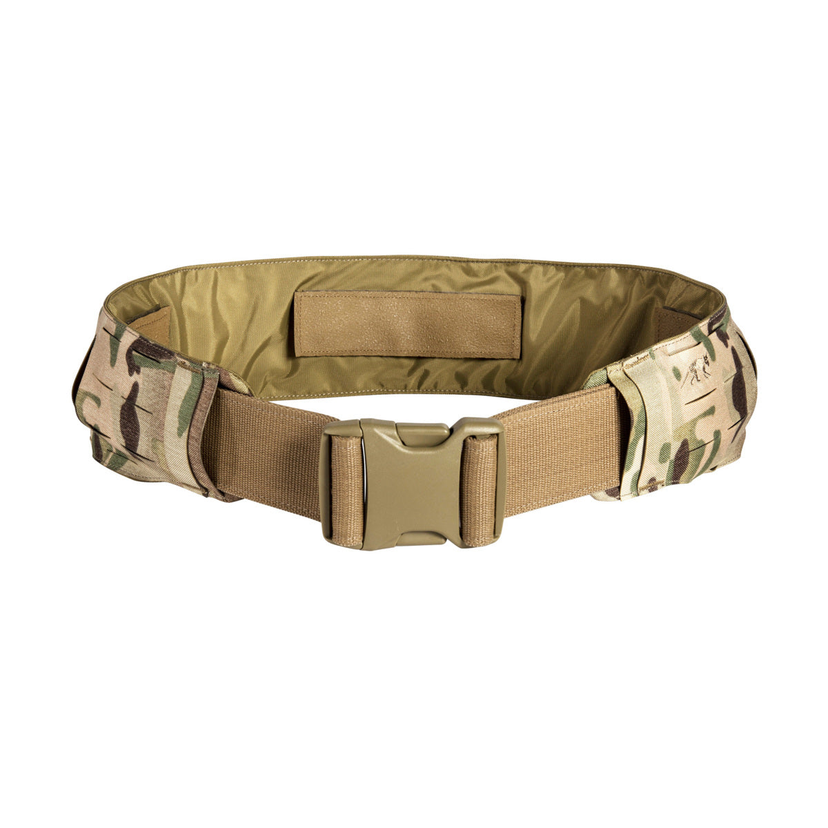 Extremely low-lying warrior belt for attaching to a tactical belt. The hook-and-loop fastening (hooks) is covered with a non-slip material when not in use. 4 laser-cut MOLLE slots high. www.moralepatches.com.au