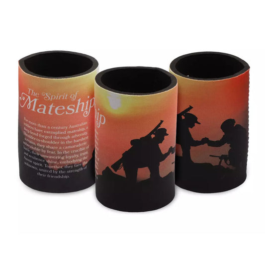Introducing "The Spirit of Mateship Drink Cooler" – a remarkable tribute to the enduring spirit of Australian soldiers. This drink cooler showcases an awe-inspiring design that captures the essence of mateship, a bond that has defined Australian soldiers for more than a century. www.moralepatches.com.au