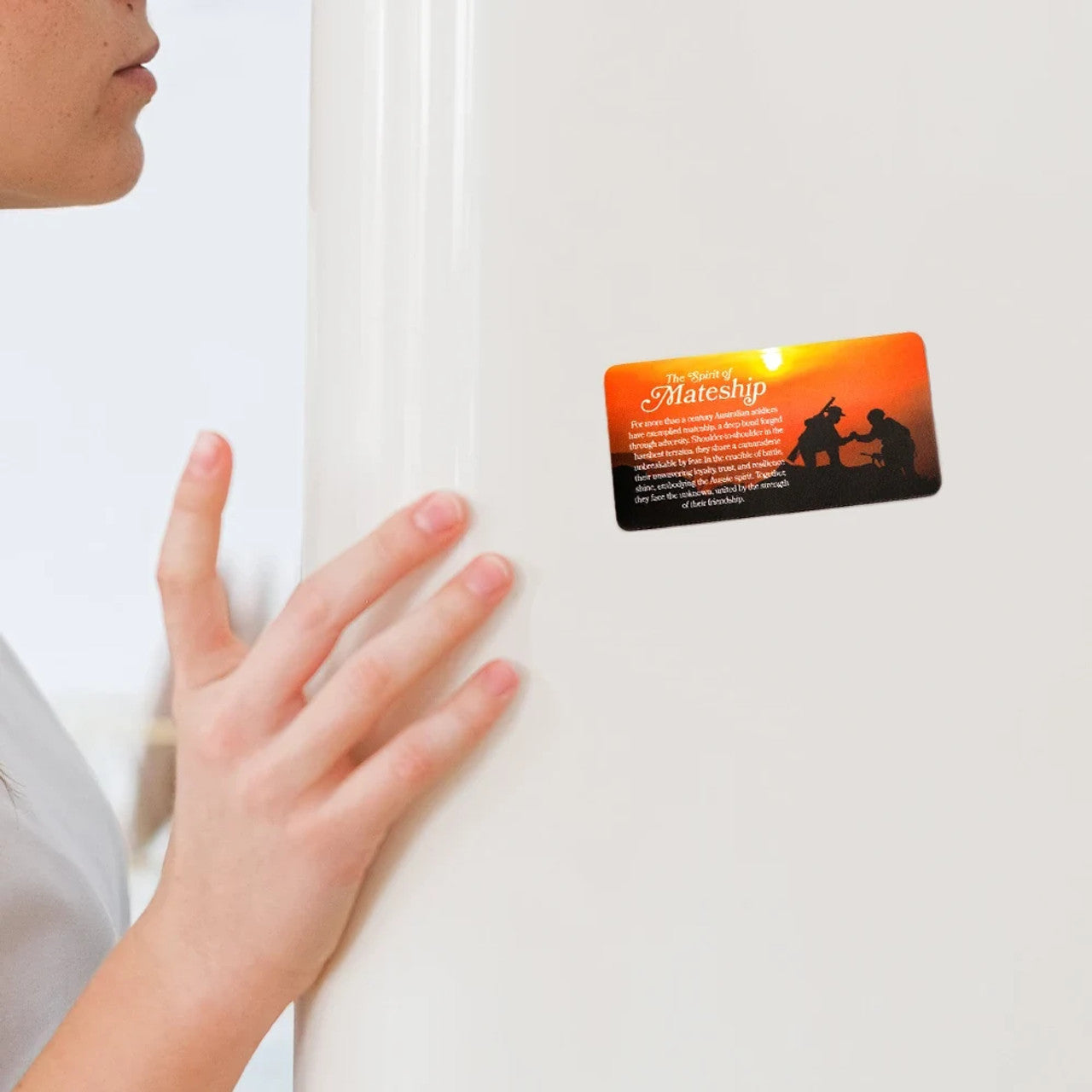 Introducing "The Spirit of Mateship Fridge Magnet" – a powerful and meaningful addition to your refrigerator, serving as a daily reminder of the unwavering bonds that define the Australian spirit. This magnet is not just a decoration; it's a tribute to the deep sense of camaraderie and unity among Australian soldiers. www.moralepatches.com.au