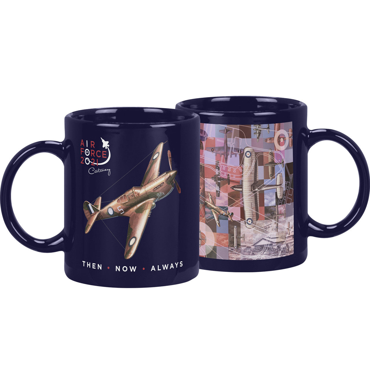 Introducing a collection of four limited edition coffee mugs featuring excerpts from the stunning artwork by Drew Harrison, commemorating the past 100 years of the Air Force. www.moralepatches.com.au