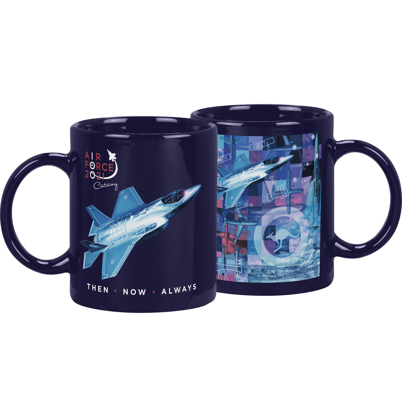 Introducing a collection of four limited edition coffee mugs featuring excerpts from the stunning artwork by Drew Harrison, commemorating the past 100 years of the Air Force. www.moralepatches.com.au
