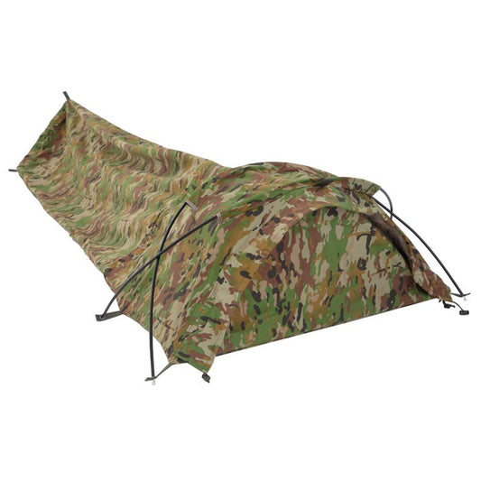 The VALHALLA X-FRAME BIVI SHELTER is  designed to keep you dry and comfortable with its low-profile X-Dome frame design.  Sizing: •Weight 1.46kg •Shoulder Width: 920mm •Foot Width: 740mm •Total Length: 2210mm •Dome Height: 550mm •Compact Dimensions: 35cm x 21cm www.moralepatches.com.au