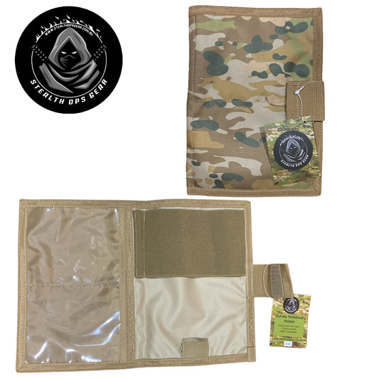 The perfect companion for your Field Survey Notebook is here - the AMCU Survey Notebook Stealth Ops Gear! This notebook cover not only protects your notebook with its elastic loop, but it also has a clear plastic window for maps and additional sleeves for any important papers or objects. Plus, keep your writing utensil within reach with the pen/pencil elastic loop. Upgrade your surveying game with this must-have gear! www.moralepatches.com.au