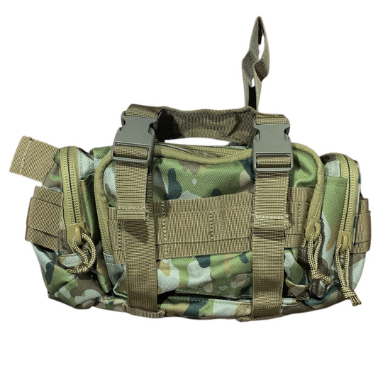 Elevate your outdoor adventures with the AMCU Waist Bag With MOLLE Adaptability! This versatile bum bag features convenient side and front pockets, as well as MOLLE fittings and x2 straps for ultimate functionality. The top compression strap/handle and waist belt ensure a secure fit, while the main compartment with mesh divider allows for easy organization. Crafted with heavy duty fabric, this bag can handle even the toughest terrain.  www.moralepatches.com.au