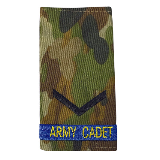 Experience the pride and honour of being a Lance Corporal in the Australian Army Cadets with our Auscam Rank Slide! Perfect for displaying your rank and representing your dedication to serving your country. Get yours now and feel the power and prestige of wearing an official AAC Rank Slide. www.moralepatches.com.au