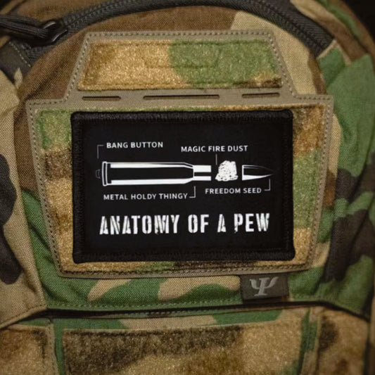 Anatomy Of A Pew Embroidery Morale Patch - Stealth Ops Gear, measuring 8x5cm, is a striking and durable addition to personalize your gear with style and toughness. www.moralepatches.com.au
