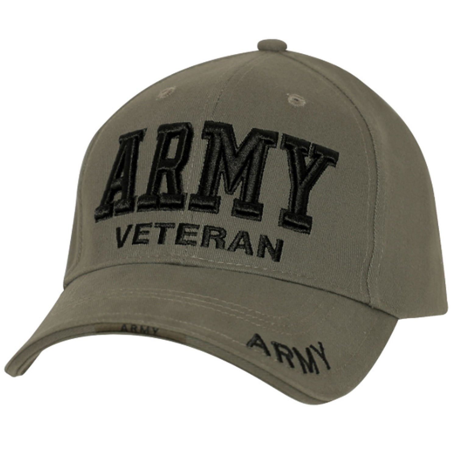 Deluxe Army Veteran Cap features large embroidered “Army Veteran” text on the front and upper brim. www.moralepatches.com.au