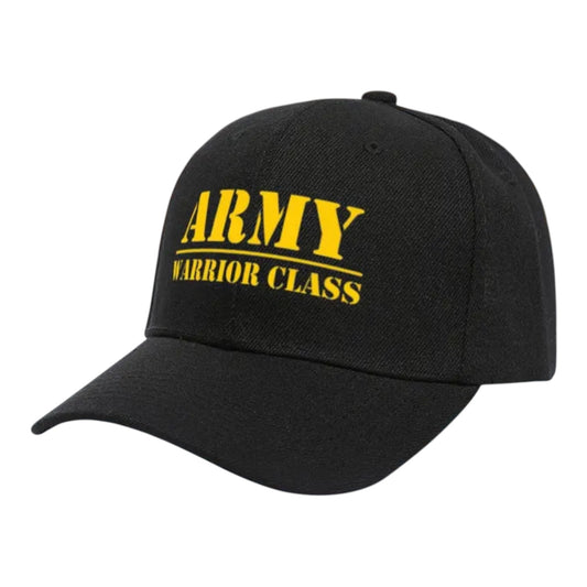 Command your presence with the Army Warrior Class Black Cap. Built for those who lead with confidence, this tactical black cap delivers rugged style and durability for everyday wear or field operations. Whether you're representing your unit or making a statement, this cap combines military-grade aesthetics with comfort. www.moralepatches.com.au
