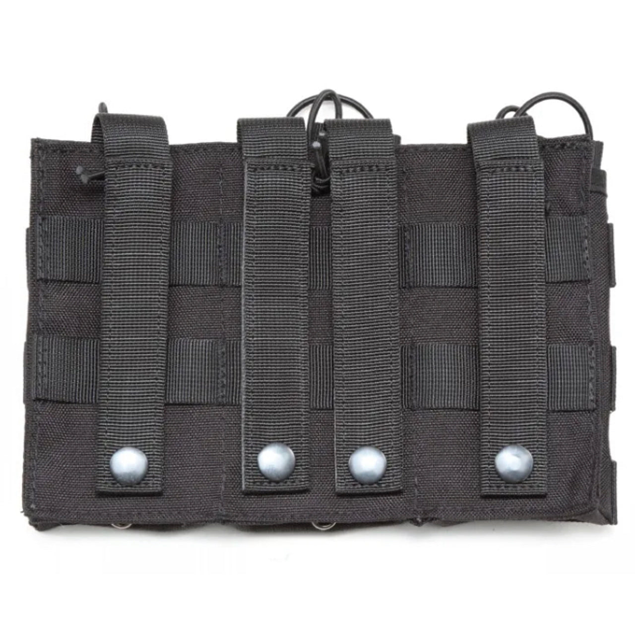 Experience the convenience of the Airsoft Combat Triple Mag Pouch! With a simple open-top design and elastic bungee cord fasteners featuring easy pull tabs, it's hassle-free to carry your magazines. www.moralepatches.com.au