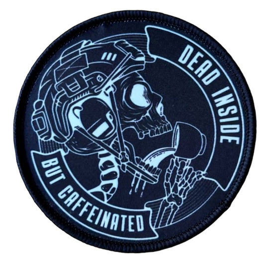Get ready to experience the ultimate patching tool! The Dead Inside But Caffinated Hook &amp; Loop is 8cm - the perfect size for all your patching needs. Trust us, you won't want to be without it! www.moralepatches.com.au