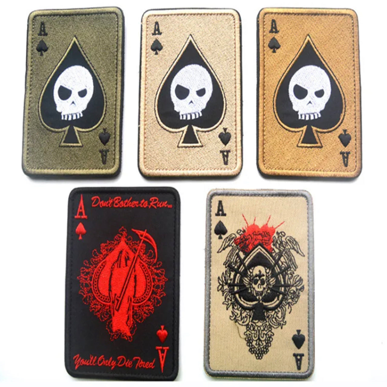 Unleash your targeting inner poker champ with the striking Death Card Poker Ace Of Spades Hook & Loop Patch in a perfect 10x7.5cm size.  www.moralepatches.com.au
