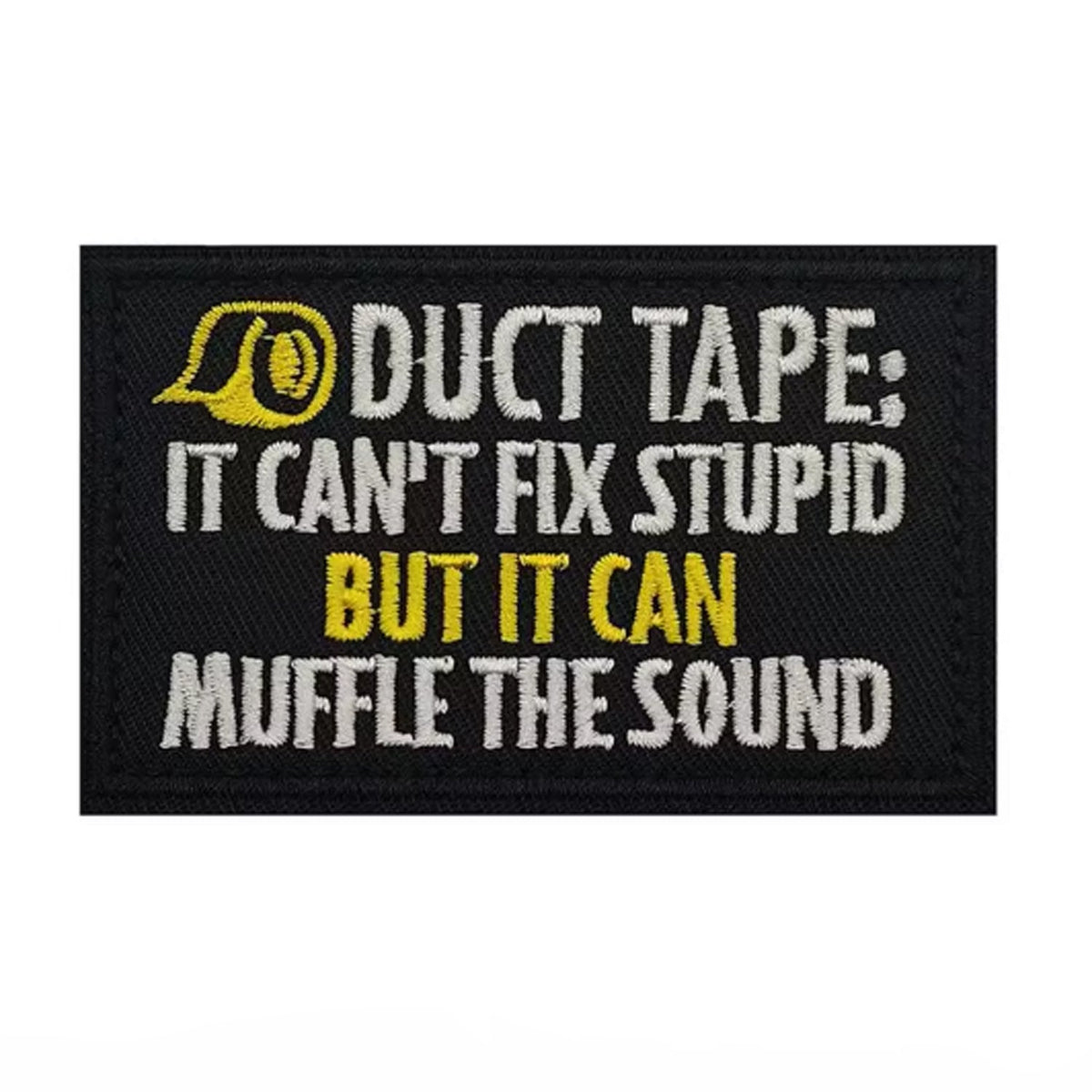 Unleash your attitude with the ADuct Tape Embroidery Patch Hook &amp; Loop! Featuring an embroidered design and hook &amp; loop backing, this 8x5cm patch is the perfect addition to your collection. Show off your unapologetic confidence and unique sense of humour with this high-quality product. www.moralepatches.com.au