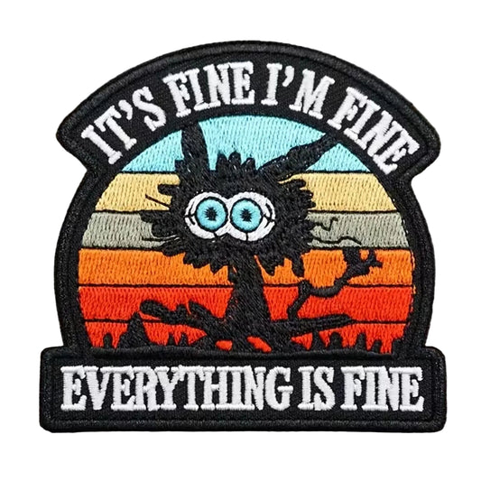 Unleash your creativity with the Everything Is Fine Embroidery Patch Hook &amp; Loop ! Measuring 8x7.9cm and featuring a beautifully embroidered design and secure hook &amp; loop backing, this patch is a must-have for any collector. www.moralepatches.com.au