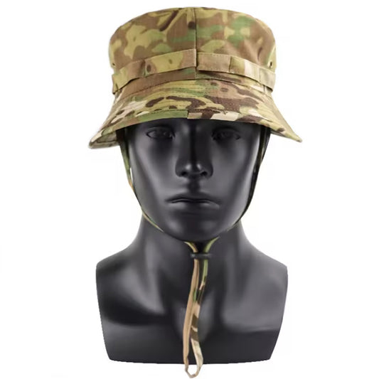 Experience the unbeatable comfort and functionality of this Giggle Bush Hat in size 60! Crafted with breathable canvas fabric, this hat features a Multicam drawstring with toggle for a secure fit. The double layer brim provides added protection from the elements, while the improved design boasts a wider brim for a stylish look. Don't miss out on this must-have accessory! www.moralepatches.com.au