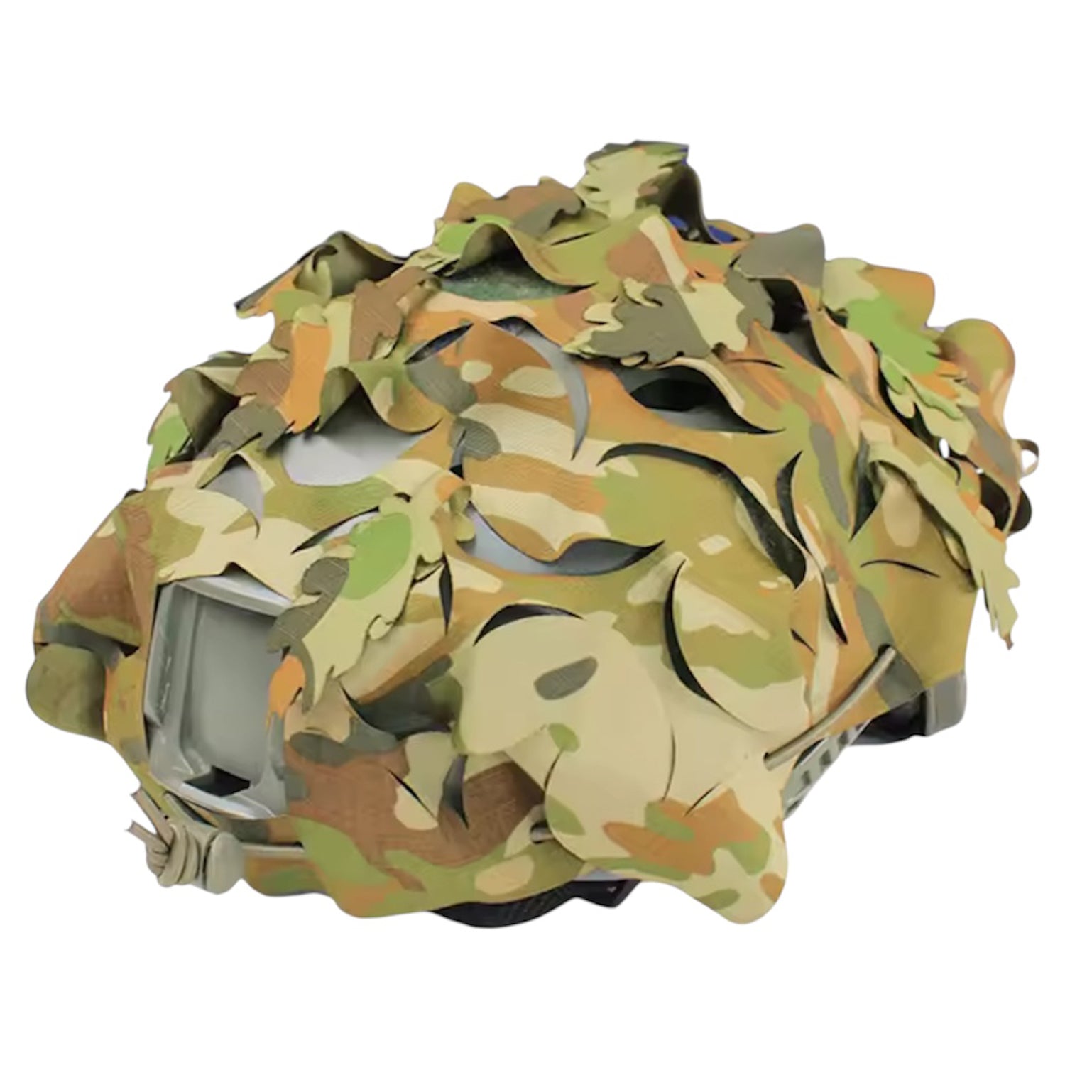 AMCU Tactical Camouflage Helmet Cover — engineered to shatter your helmet's silhouette and keep you concealed in the field. This premium netting disrupts the distinctive outline that gives away your position, delivering genuine tactical advantage when it matters most. www.moralepatches.com.au