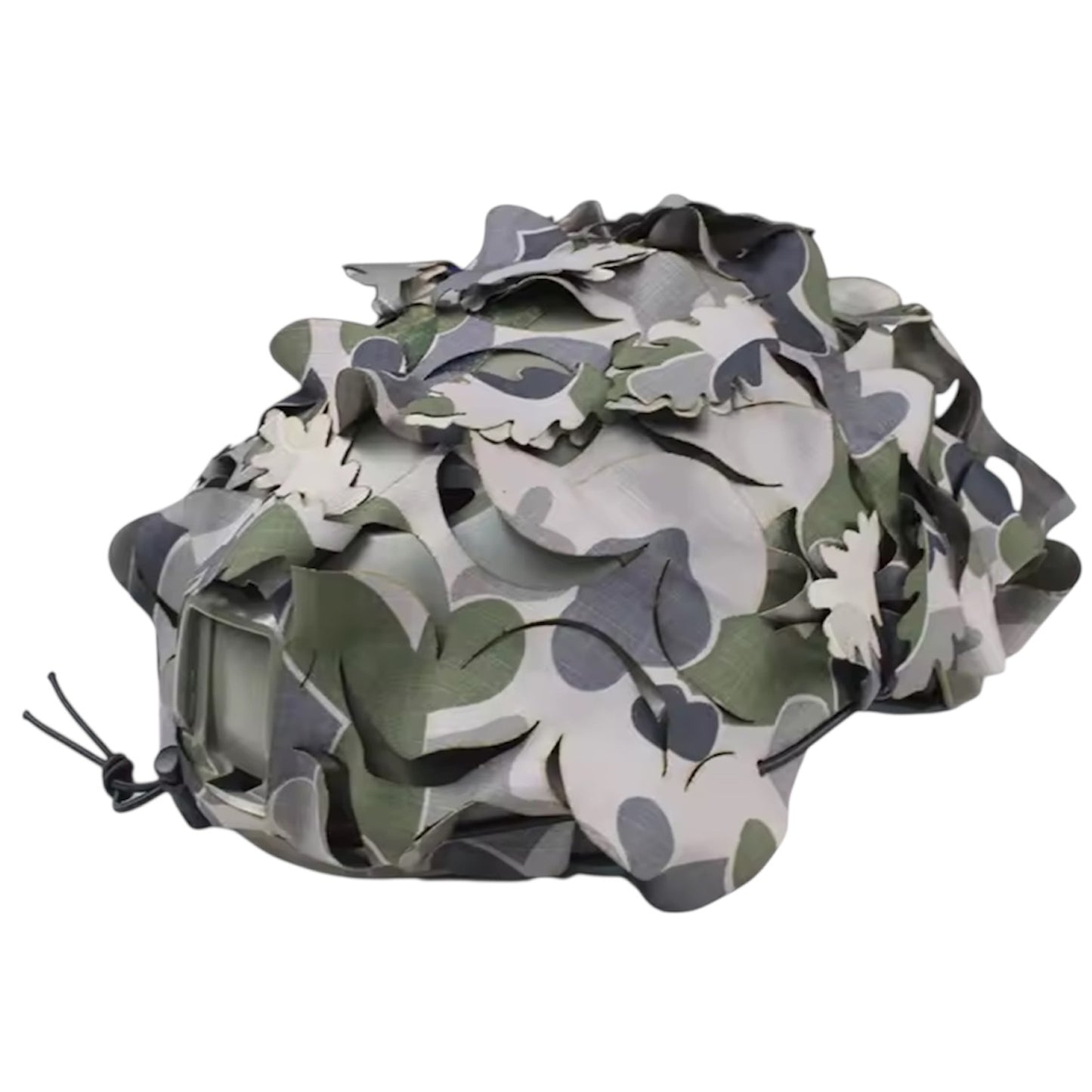 DPNU Tactical Camouflage Helmet Cover — engineered to shatter your helmet's silhouette and keep you concealed in the field. This premium netting disrupts the distinctive outline that gives away your position, delivering genuine tactical advantage when it matters most. www.moralepatches.com.au