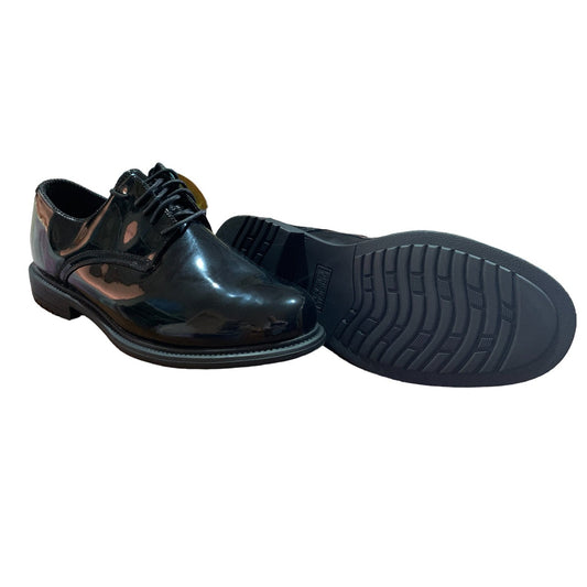 Goodyear welted high shine shoe.  Board-lasted construction for comfort and support  Upper:High gloss synthetic patent leather upper  Outsole: Goodyear welted construction www.moralepatches.com.au