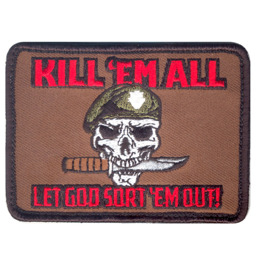 Dominate your gear with this striking Kill Em All Patch, engineered for serious operators. Measuring 8x6cm, it features dual-sided hook and loop backing www.moralepatches.com.au