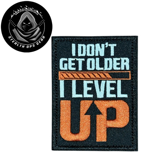 Unleash your creativity with the I Level Up Embroidery Morale Patch Hook &amp; Loop Stealth Ops Gear! Measuring 8.4x6.2cm and featuring a beautifully embroidered design and secure hook &amp; loop backing, this patch is a must-have for any collector. www.moralepatches.com.au