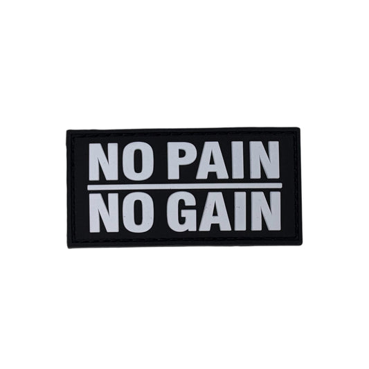 Unleash your creativity with the No Pain No Gain PVC Morale Patch Velcro Backed! Measuring 6x3cm and featuring a beautifully moulded design and secure hook backing, this patch is a must-have for any collector. www.moralepatches.com.au