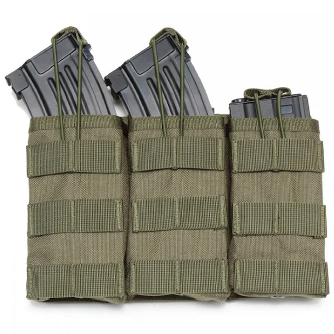Experience the convenience of the Airsoft Combat Triple Mag Pouch! With a simple open-top design and elastic bungee cord fasteners featuring easy pull tabs, it's hassle-free to carry your magazines. www.moralepatches.com.au
