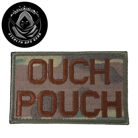 The Ouch Pouch Multicam Brown Thread Embroidery Morale Patch&nbsp;, measuring 8x5cm, is a striking and durable addition to personalize your gear with style and toughness. Crafted with high-quality embroidery, this patch features a versatile Multicam pattern that blends seamlessly with various tactical and outdoor equipment. www.moralepatches.com.au