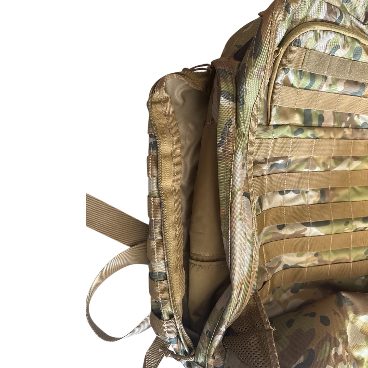 The AMCU Tactical 45LT Patrol Pack is designed for 2-3 day missions, featuring two main compartments for efficient gear organization. It includes a front pocket with an internal organizer, a dedicated hydration pocket, and a protective pouch for sunglasses www.moralepatches.com.au