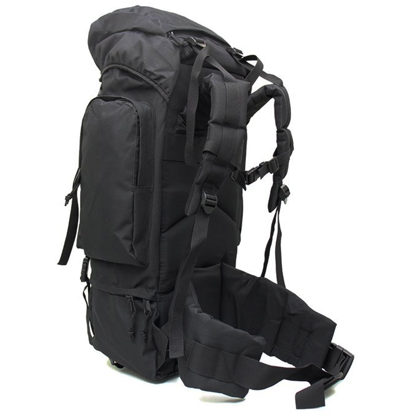 Large backpack with many pockets and lots of support, entails a built-in raincoat for the bag, waist support band with pockets and padding, completely adjustable bag with extra padding to protect back. Many pockets zip shut with buckle clips to secure everything. This bag will fit anything needed for your bushwalks, hunting, camping etc. military inspired multi-purpose backpack. www.moralepatches.com.au
