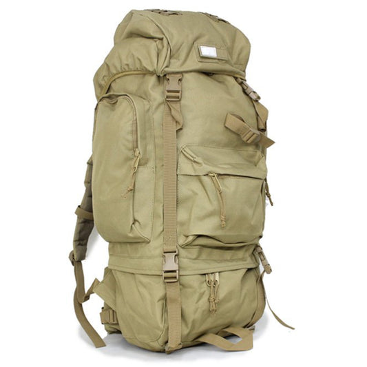 Large backpack with many pockets and lots of support, entails a built-in raincoat for the bag, waist support band with pockets and padding, completely adjustable bag with extra padding to protect back. Many pockets zip shut with buckle clips to secure everything. This bag will fit anything needed for your bushwalks, hunting, camping etc. military inspired multi-purpose backpack. www.moralepatches.com.au