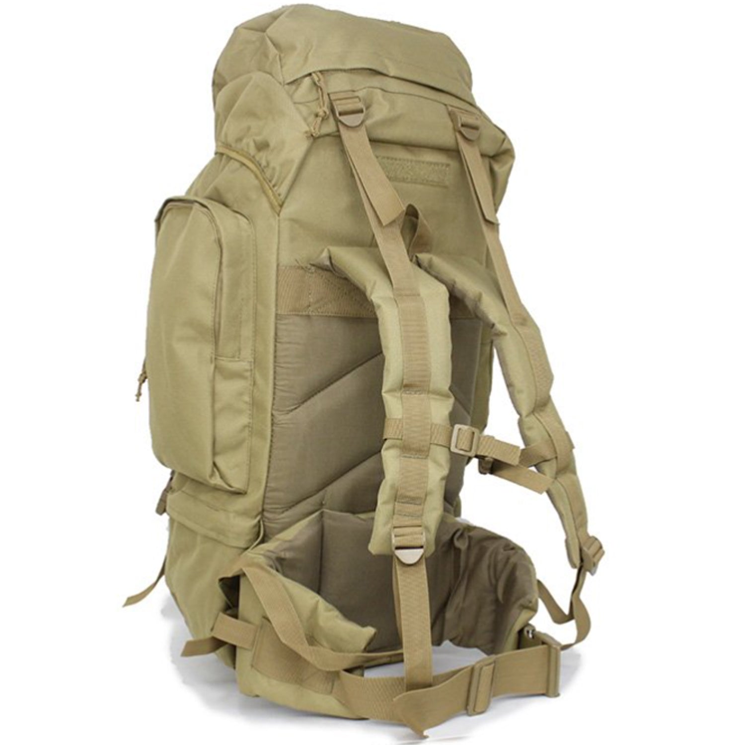 Large backpack with many pockets and lots of support, entails a built-in raincoat for the bag, waist support band with pockets and padding, completely adjustable bag with extra padding to protect back. Many pockets zip shut with buckle clips to secure everything. This bag will fit anything needed for your bushwalks, hunting, camping etc. military inspired multi-purpose backpack. www.moralepatches.com.au