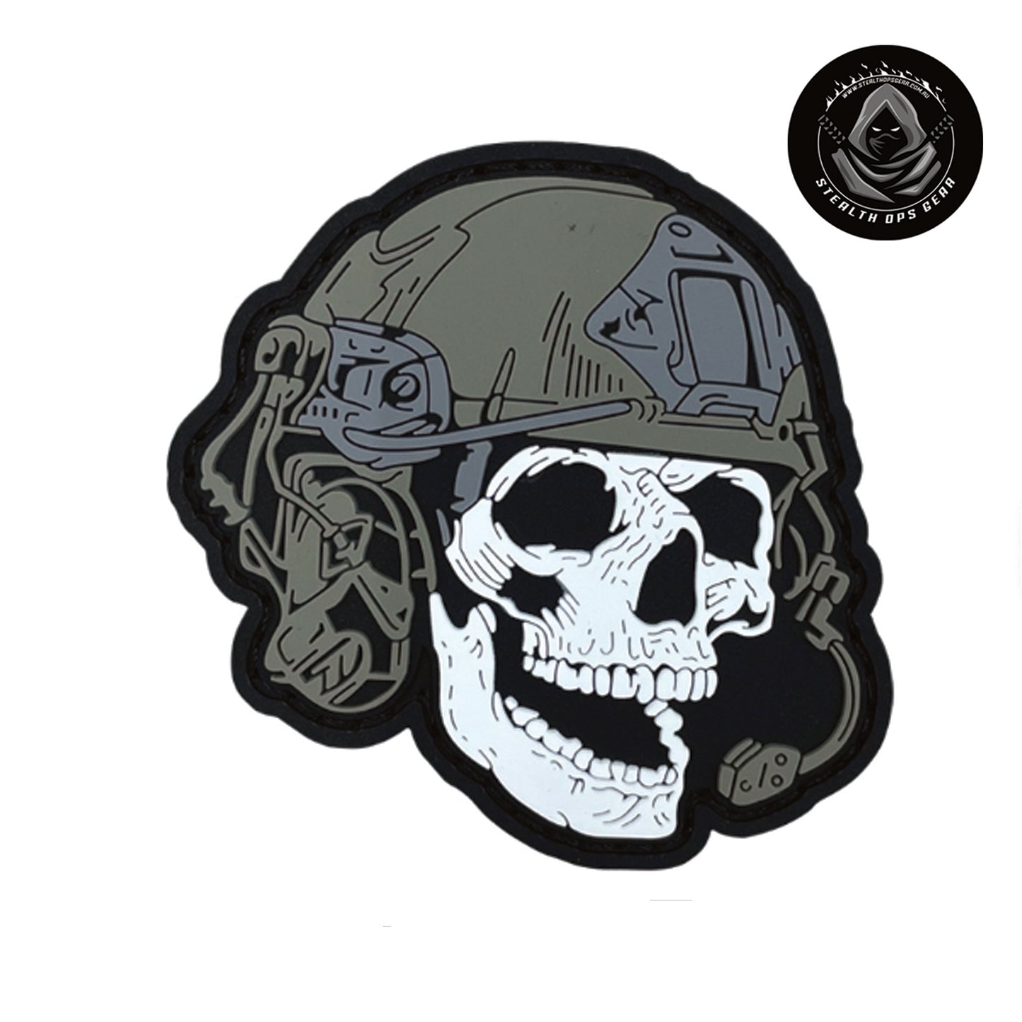 Pilot Skull Morale Patch PVC - Stealth Ops Gear. This bold PVC morale patch delivers attitude and authenticity to your tactical gear, backpack, or everyday carry. At 7x7cm, it's sized perfectly for visibility without overwhelming your setup. www.moralepatches.com.au