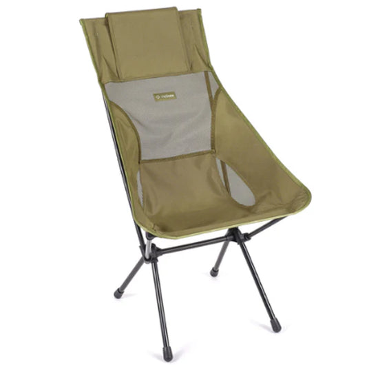 The Helinox Sunset Camping Chair packs down to a portable 47 x 12 x 14cm in its included bag and weighs just 1.6kg. Strong and light, the heart of its innovative design is a frame made from a proprietary DAC aluminium alloy delivering a maximum strength-to-weight ratio that comfortably holds up to 145kg. www.moralepatches.com.au