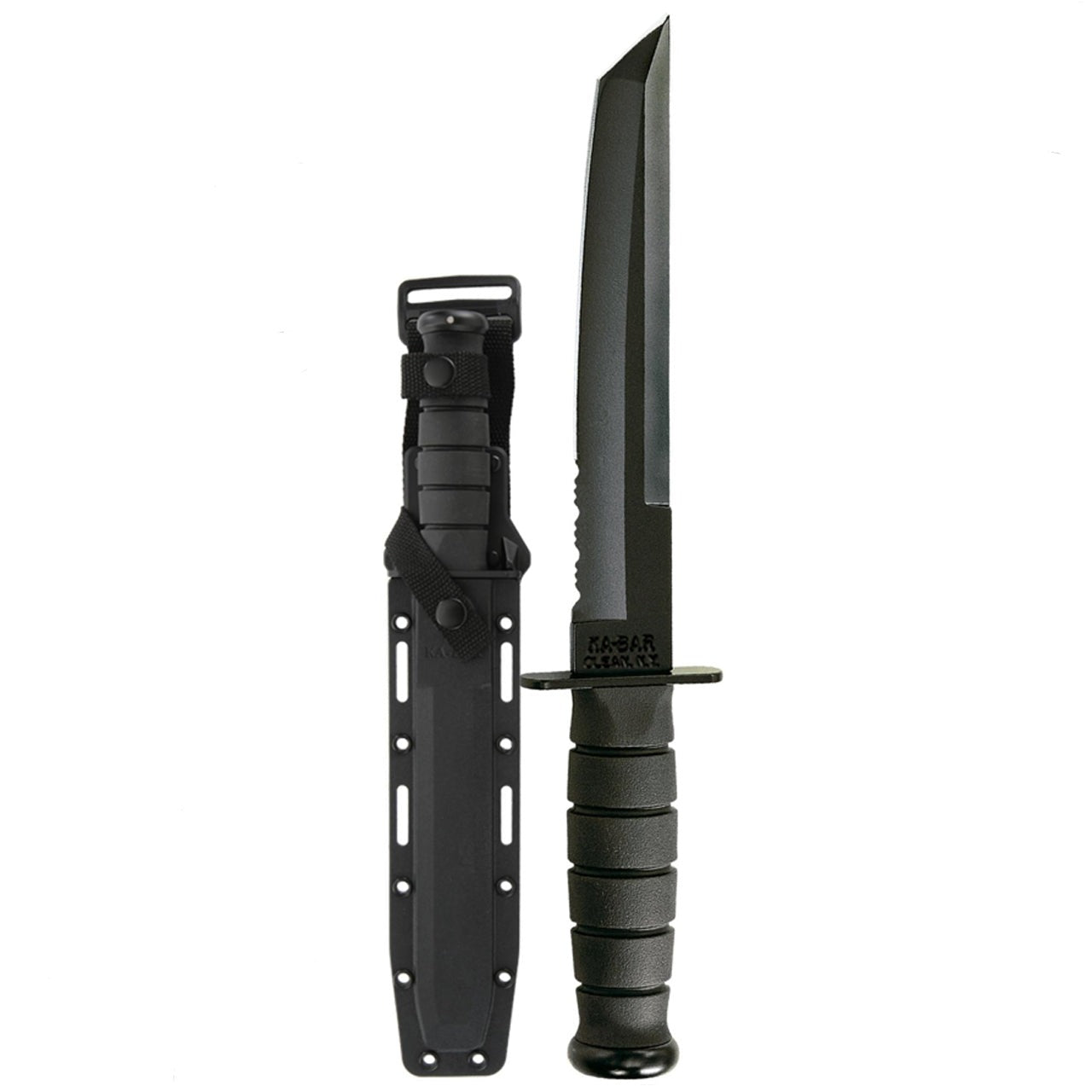 The Tanto blade shape, of Asian influence, has a thick pointed blade that’s good for penetration.  Coupled with a glass-filled nylon sheath this knife is designed for the toughest of tasks.  Tang stamped USA. Hard plastic MOLLE compatible sheath included. www.moralepatches.com.au