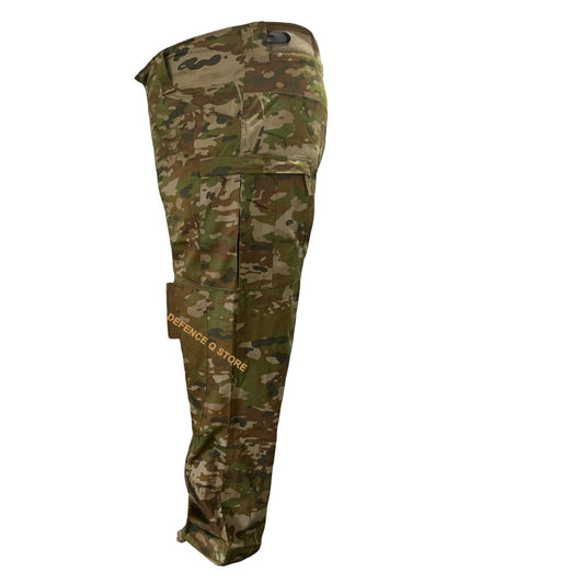 The Army Tactical Trousers AMCU are designed with AMC compatible military pattern, featuring cargo pockets with zips on the legs, an adjustable waist with wide belt loops, and elastic trouser ties with a toggle at the ankles. The groin area is made of elastic material for added comfort and movability, while padding through the waistband maintains a similar design to standard military trousers. Made with 100% cotton, the trousers come in a stylish AMC color. www.moralepatches.com.au