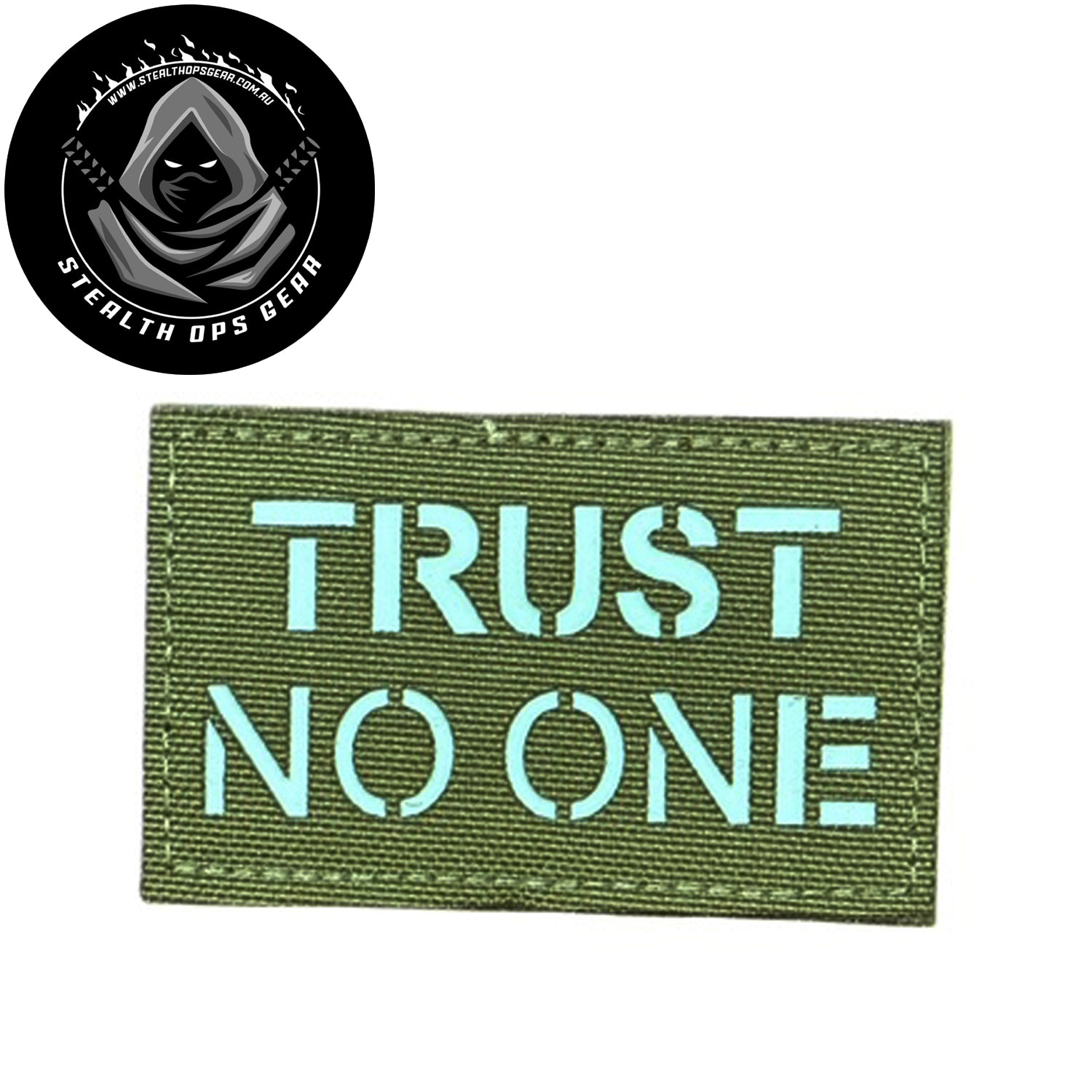 Trust No One Laser Cut Coyote Morale Patch - Stealth Ops Gear, measuring 8x5cm, is a striking and durable addition to personalize your gear with style and toughness. Crafted with high-quality material, this patch features a versatile pattern that blends seamlessly with various tactical and outdoor equipment. www.moralepatches.com.au