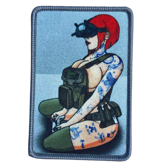 Unleash your creativity with the War Girl Embroidery Morale Patch Hook &amp; Loop! Measuring 9x6cm and featuring a beautifully embroidered design and secure hook &amp; loop backing, this patch is a must-have for any collector. www.moralepatches.com.au