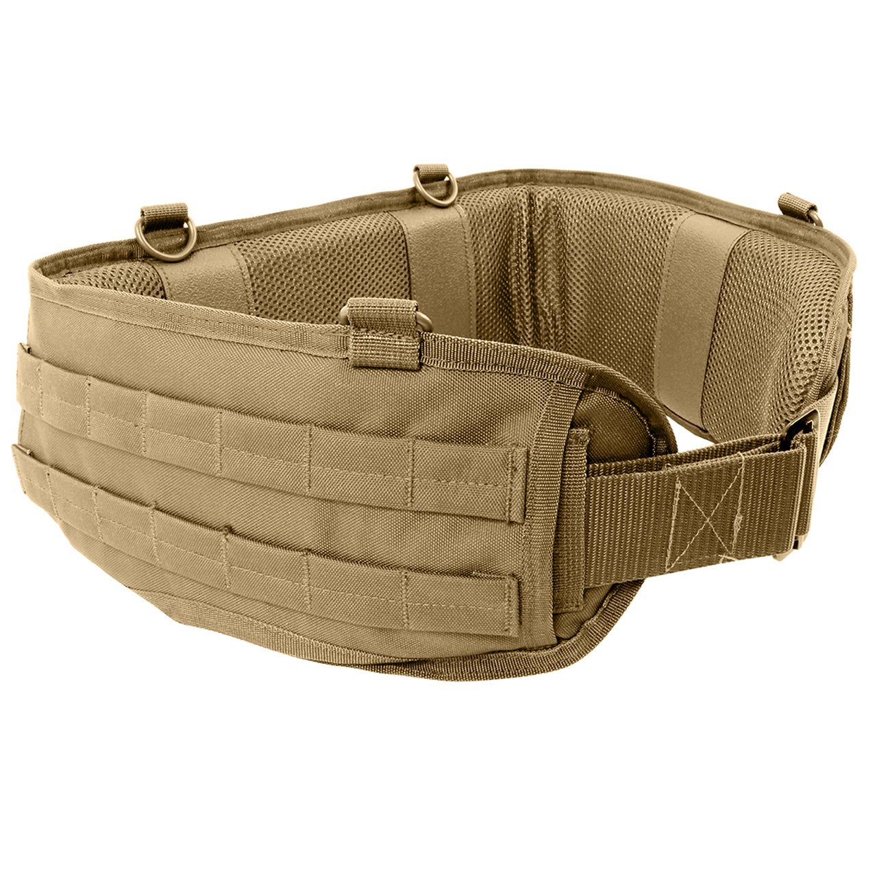 The Rothco Battle Belt is made of a polyester, padded, mesh material and features a non-slip interior (does not include inner belt), two rows of web loops on outer belt, 4 D-ring attachment points, and two openings for drop leg platform or holster. Dimensions: Medium = Length 40" Width 6" (Fits 30-34" Waist) Large = Length 43" Width 6" (Fits 36-40" Waist) www.moralepatches.com.au