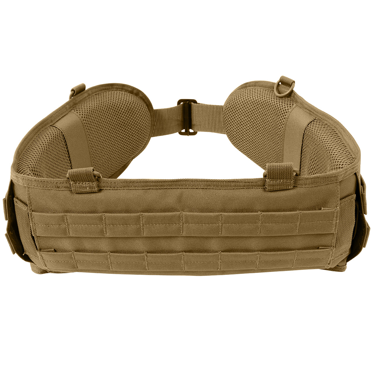 The Rothco Battle Belt is made of a polyester, padded, mesh material and features a non-slip interior (does not include inner belt), two rows of web loops on outer belt, 4 D-ring attachment points, and two openings for drop leg platform or holster. Dimensions: Medium = Length 40" Width 6" (Fits 30-34" Waist) Large = Length 43" Width 6" (Fits 36-40" Waist) www.moralepatches.com.au