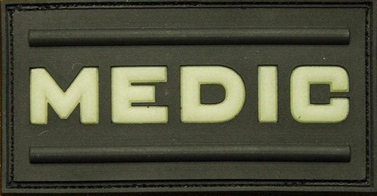 Glow Medic PVC Patch, Velcro backed Badge. Great for attaching to your field gear, jackets, shirts, pants, jeans, hats or even create your own patch board.  Size: 7.5x4cm moralepatches.com.au