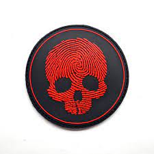 Fingerprint Skull PVC Patch Red
