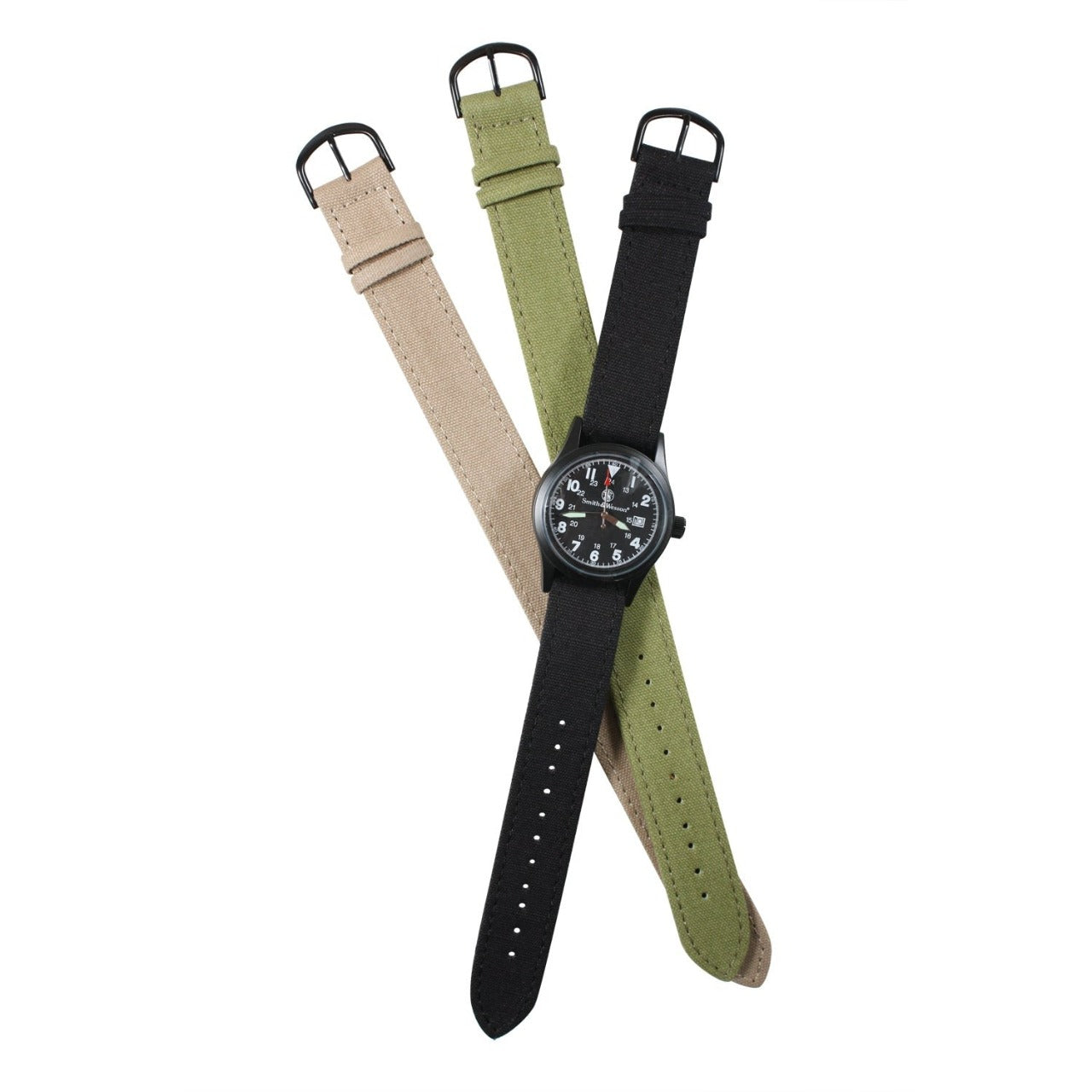 Watch Set Includes 3 Interchangeable Heavy Duty Canvas Watch Bands In Olive Drab, Black And Khaki, Helping To Maintain A Professional Look Matching Your Uniform www.moralepatches.com.au