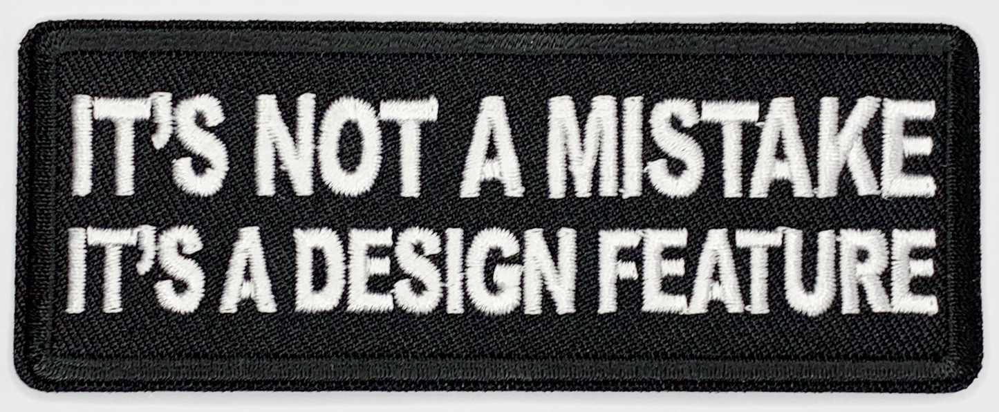 It's not a mistake, it's a design feature Iron On Patch. Great for attaching to your jackets, shirts, pants, jeans, hats.  Size: 10.4X4cm