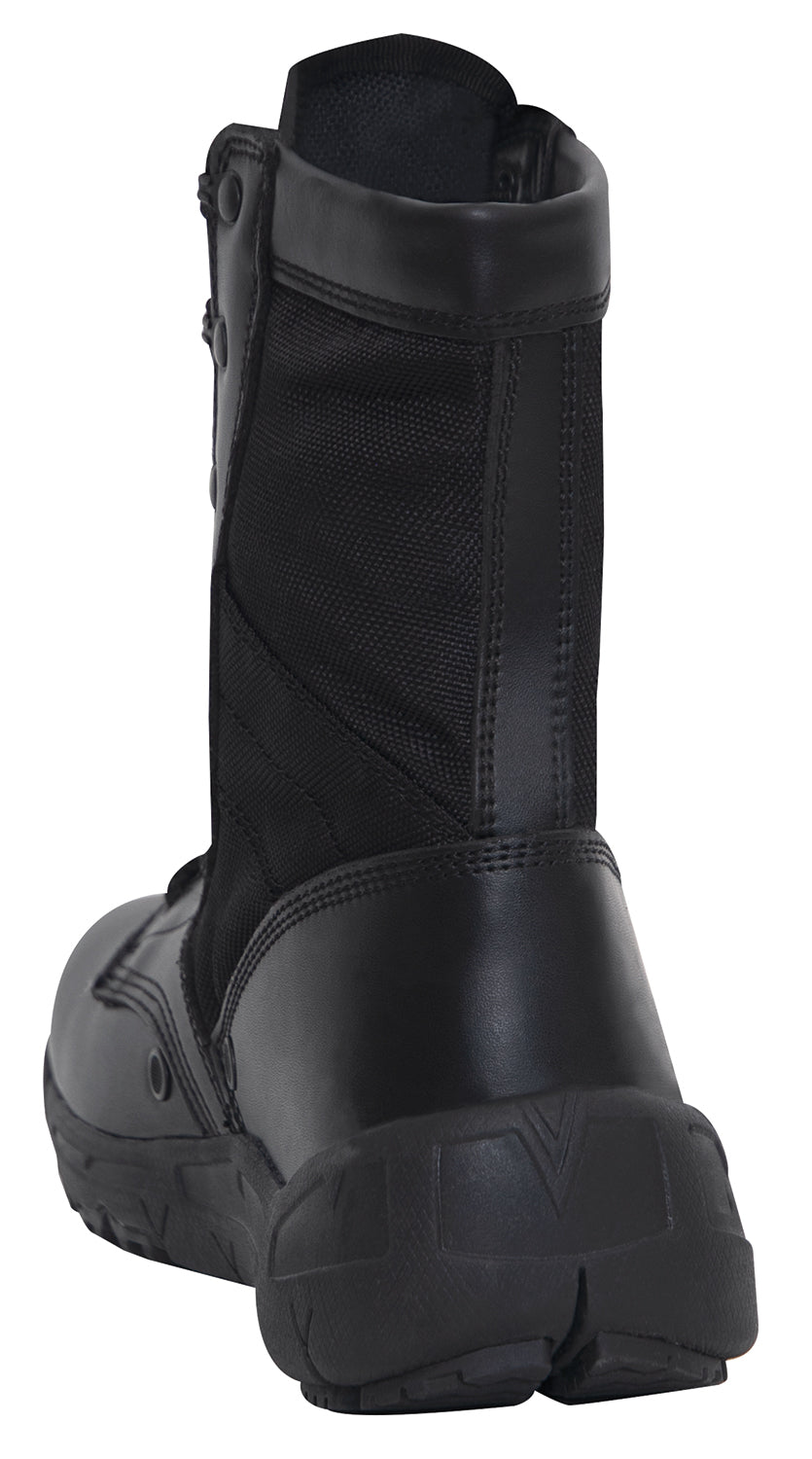   Rothco’s V-Max Lightweight Tactical Boot is the optimal choice for an all-purpose military-style boot.      Military-Style 8 ½” Cross Training Boot Is Designed With The Comfort And Support Of A Running Shoe     The V-Max Lightweight Boot Interior Contains A Removable EVA Insole And 2 Screen Air Vents To Keep Your Feet Cool     Rubber And EVA Outsole Provides Improved Traction While You Are On The Move     Iron Eyelet Lace System Will Keep Your Tactical Boots Tightly Secured