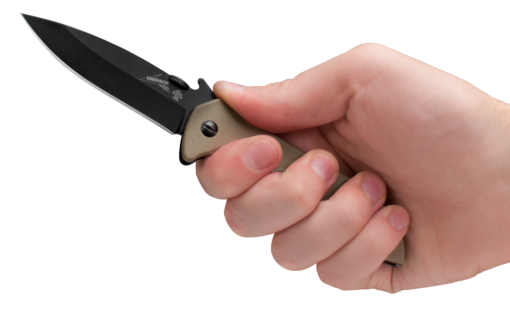 Blade Length 3.25 in. (8.3 cm) Blade Material 8Cr14MoV Blade Finish/Coating Black-oxide coating Blade Thickness 0.122 in. (3.1 mm) Closed Length 4.2 in. (10.7 cm) Handle Material G10 front, 410 stainless steel back Handle Finish/Coating Black-oxide coating back Handle Thickness 0.45 in. (11.52 mm) Overall Length 7.4 in. (18.8 cm) Weight 4.1 oz. (116.2 g)